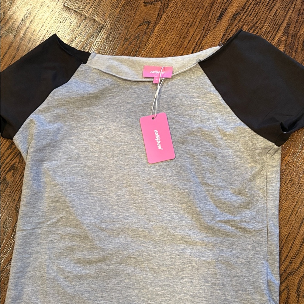 Edikted Grey and Black boat neckline Top